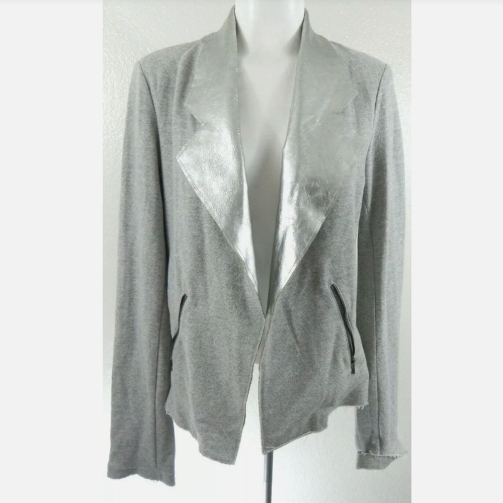 Majestic Filatures Knit Leather Trim Blazer